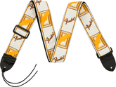 Fender 2 Monogrammed Strap, White/Brown/Yellow